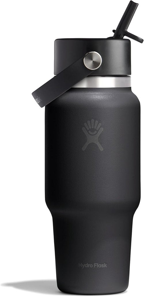 Hydro Flask Travel Water Bottle - Insulated Stainless Steel | Leakproof 24 Oz in Tonal Black