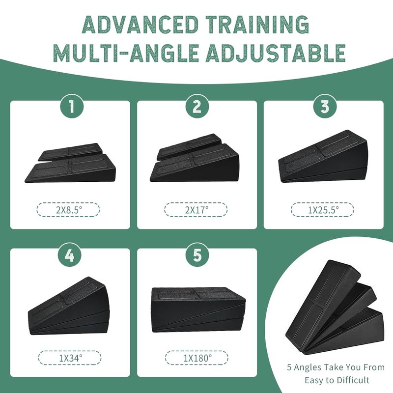 Squat Wedge Block Set of 3 - High-Density EPP Slant Board with 8.5° & 17° Stackable Angles - Deep-Groove Anti-Slip Surface for Calf Stretching, Physical Therapy & Ankle Mobility