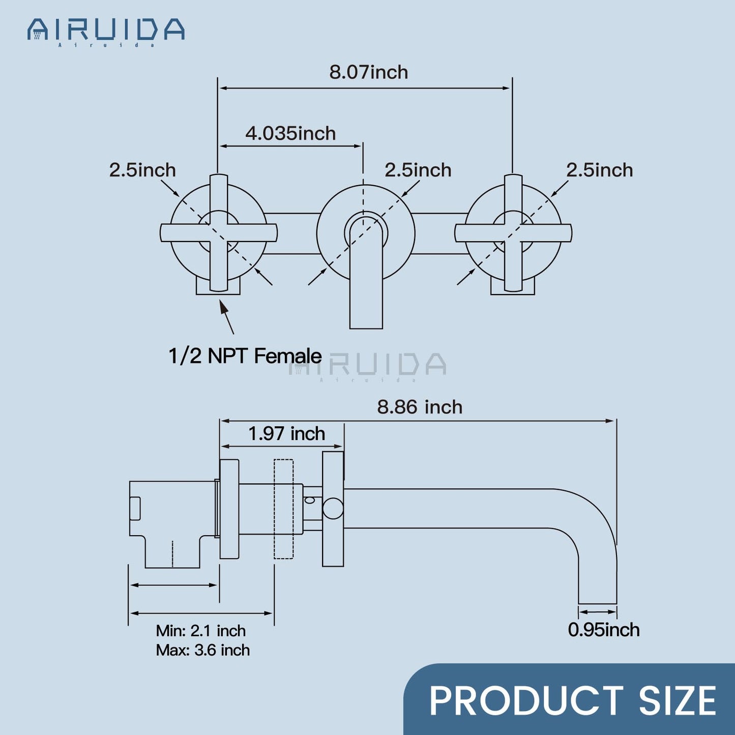 Airuida Solid Brass Widespread Wall Mount Bathroom Faucet with 360 Swivel Spout Wall Mounted Lavatory Faucet Vanity Sink Mixer Tap with Rough in Valve and Double Cross Handles Antique Brass
