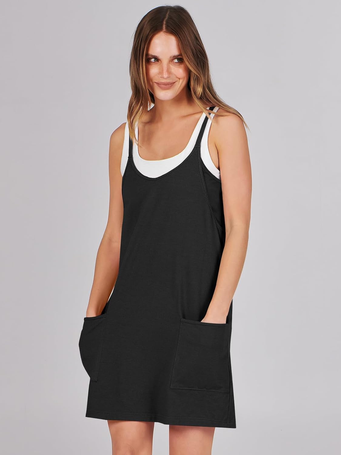 Caracilia Women's Summer Mini Dress - Casual Sleeveless Romper with Built-In Shapewear | Perfect for Tennis & Workouts