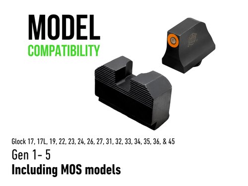 XS SIGHTS Minimalist Tritium Night Sights, Fits Glock Gen 1 – 5 +MOS Pistols, Tritium & Photoluminescent Front w/Serrated Rear fit Glock Suppressor/Optic Height 17,19,19X,22-24,31-36,38,45,47,49