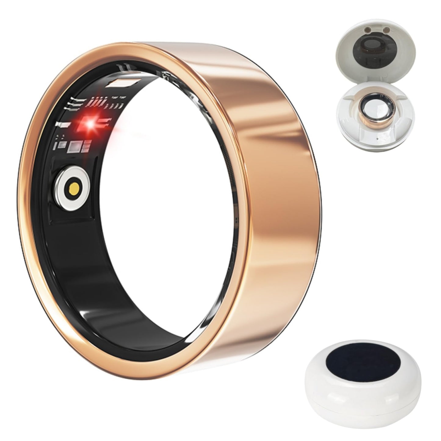 Smart Ring for Women Men, Smart Health Ring w/Sleep Heart Rate Blood Pressure Oxygen Monitor Waterproof Fitness Tracker Pedometer Calories Step Counter, Rose Gold #11