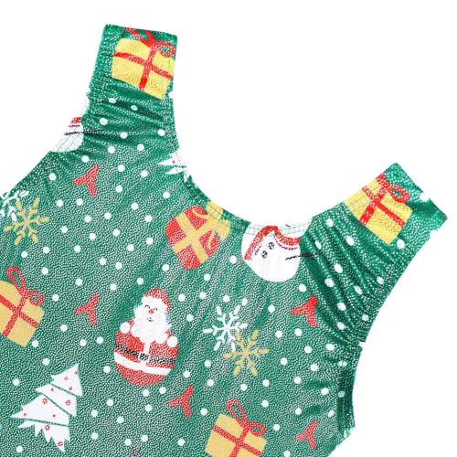 Sleeveless Sparkly Leotard for Girls - Christmas Green, 2-3T