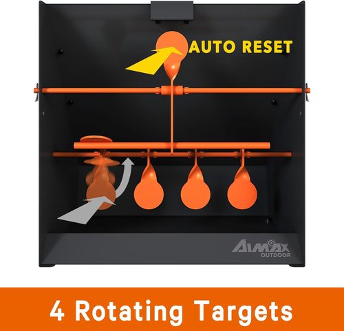 Center Shot Pellet Gun Target Trap - 12 Paper Targets & 4 Resetting Metal Targets for Airgun & Rifle Practice