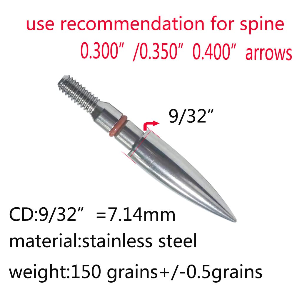 Field Points arrowheads 125 Grains Archery Field Points, 9/32" Stainless Steel Screw in Archery Field Tips and Broadheads (1 Dozen 12 PCS)