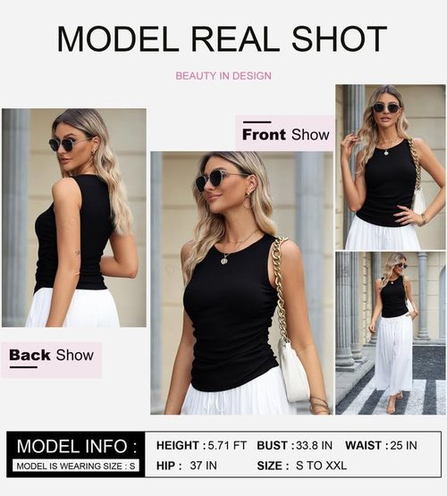 Dokotoo Women's Sleeveless Tank Top - High Neck Ribbed Knit Blouse with Side Ruched Design | Slim Fit