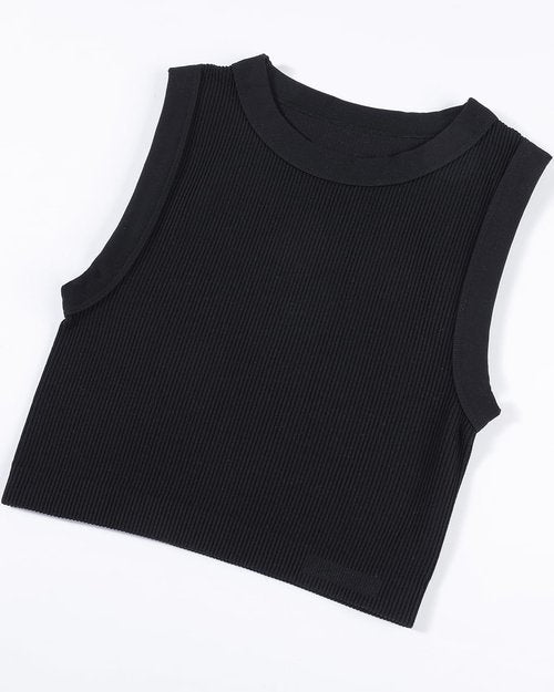 AUROLA Essentials Rib Seamless Sleeveless Tank - Women's Active Crop Top with Subtle Logo | Comfortable Fit