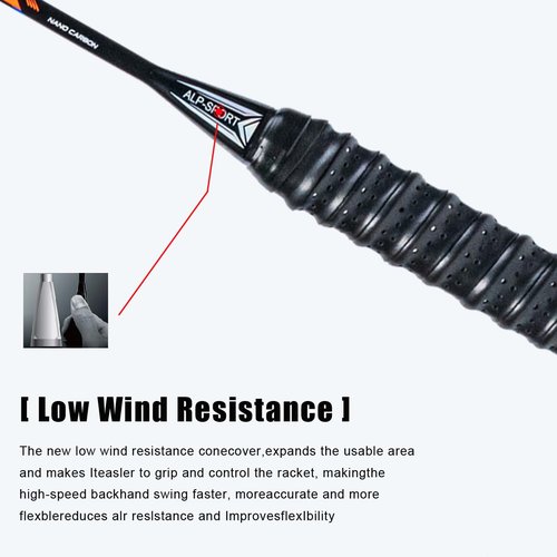 ALPSPORT GJ 10U G5 Super Light Professional Full Carbon Fiber Badminton Racket with Gift Box, Badminton Racquet for Outdoor Backyard Sports Including 1 Flannel Bag, 2 Grips Tapes (Black)