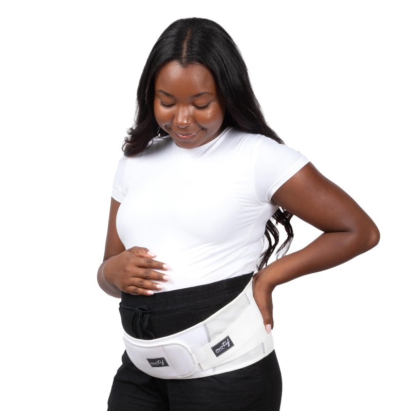 Motif Medical Pregnancy Support Band – Breathable, Adjustable Pregnancy Belly Support Band - Maternity Support Band Relieves Pressure on Abdomen, Lower Back, Hips & Pelvis (Medium, White)