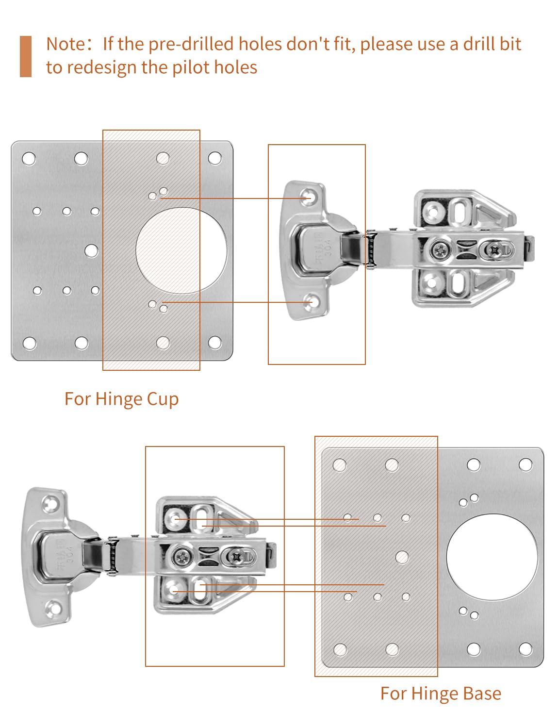 6PCS Cabinet Hinge Repair Plate Kit: FOGZUVR Durable Door Hinge Repair Kit Plate Stainless Steel, Large Hinge Repair Board with Mounting Screws for Kitchen Cabinet, Cupboard Doors and Furniture