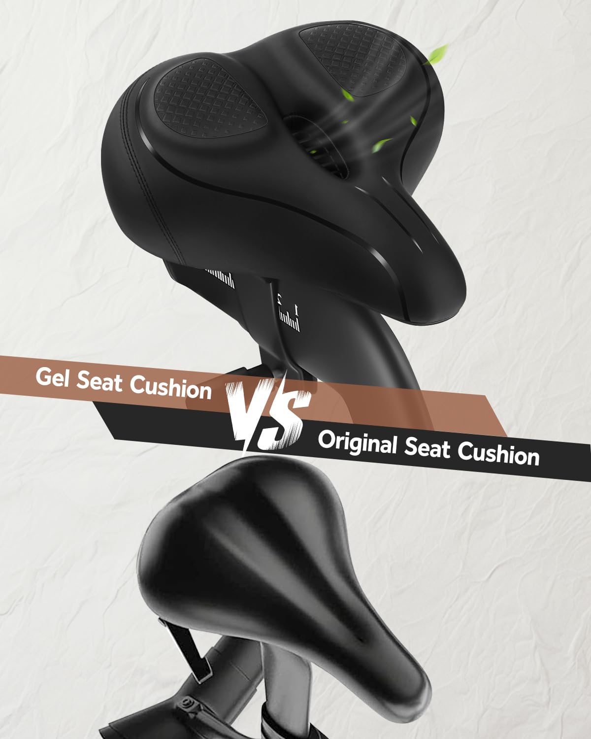 Oversized Bike Seat, Wide Bicycle Seat for Women Men Comfort, Universal Waterproof Bike Saddle Replacement with Safety Reflective Strip for Peloton, Exercise Bikes, Cruiser, City Bikes