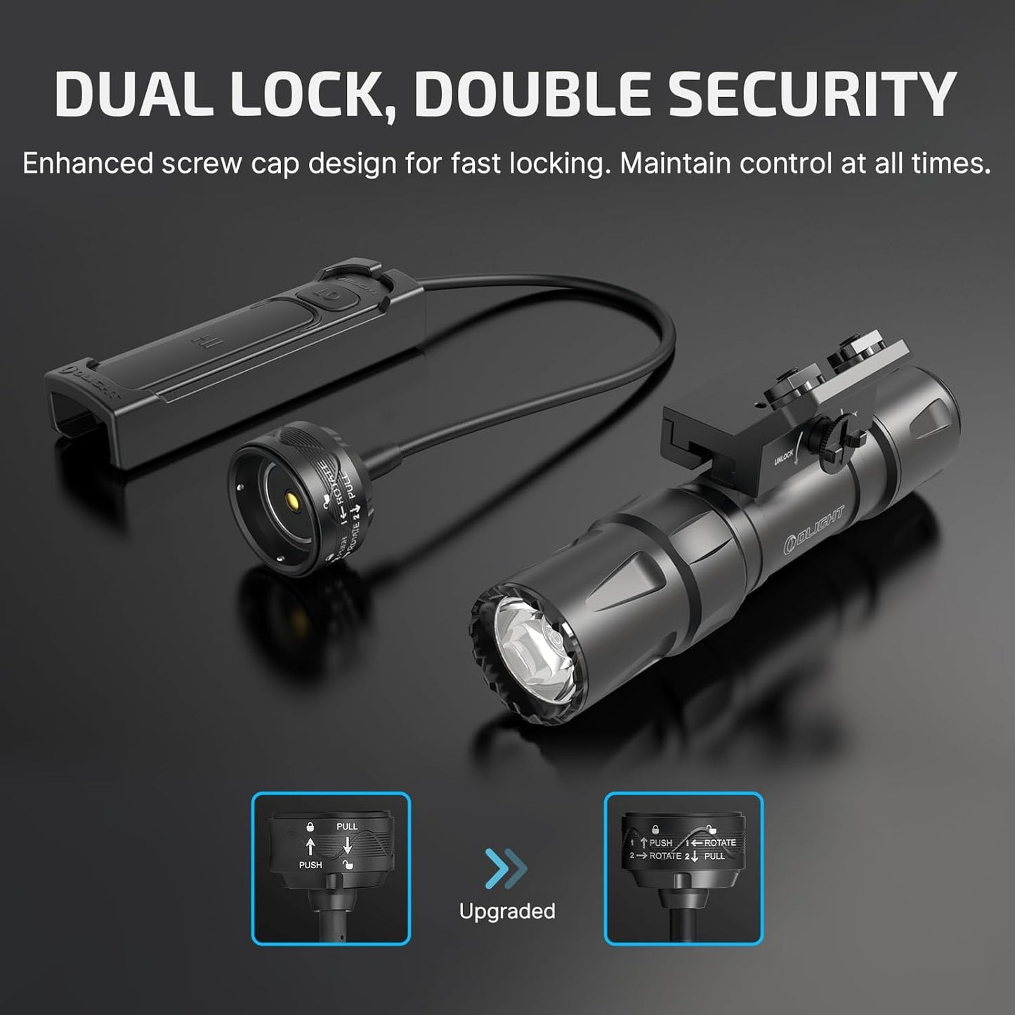 OLIGHT Odin S Tactical Flashlight - 1500 Lumens, Rechargeable, IPX8 Waterproof | MLOK Rail Mounted, 250m Throw (Black)