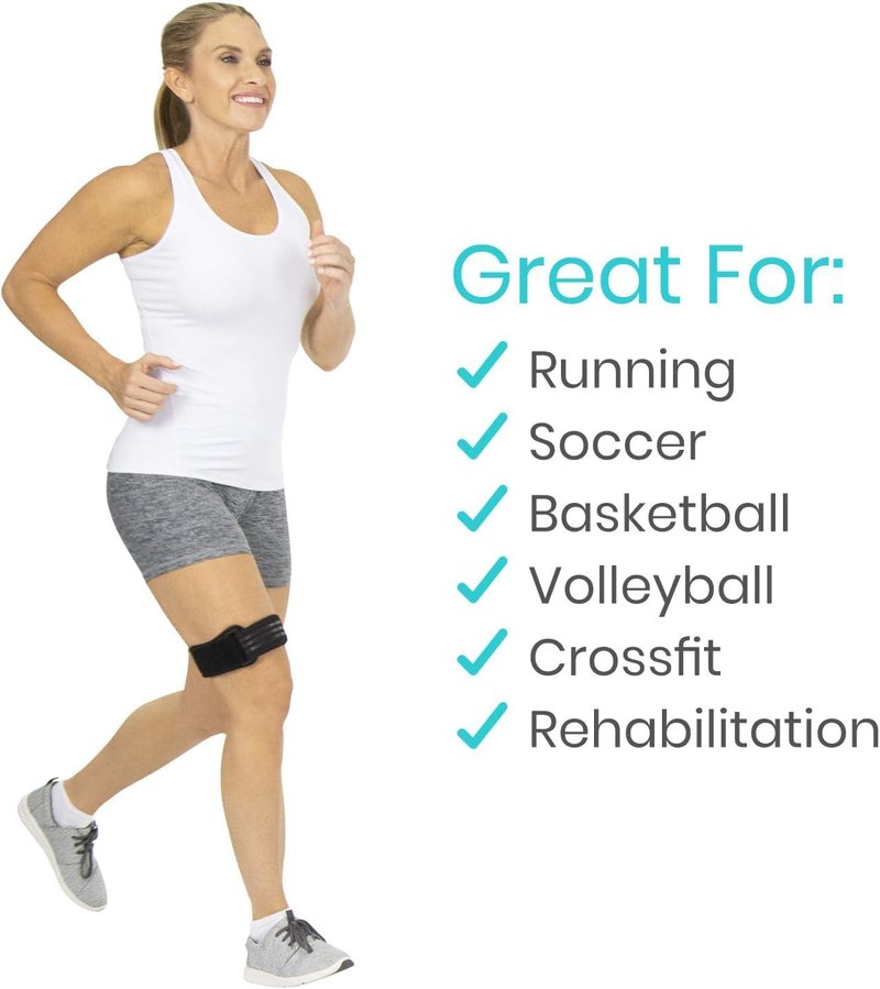 Vive IT Band Strap - Iliotibial Band Compression Wrap - Outside of Knee Pain, Hip, Thigh & ITB Syndrome Support - Neoprene Brace for Running and Exercise - Athletic Stabilizer for Men, Women