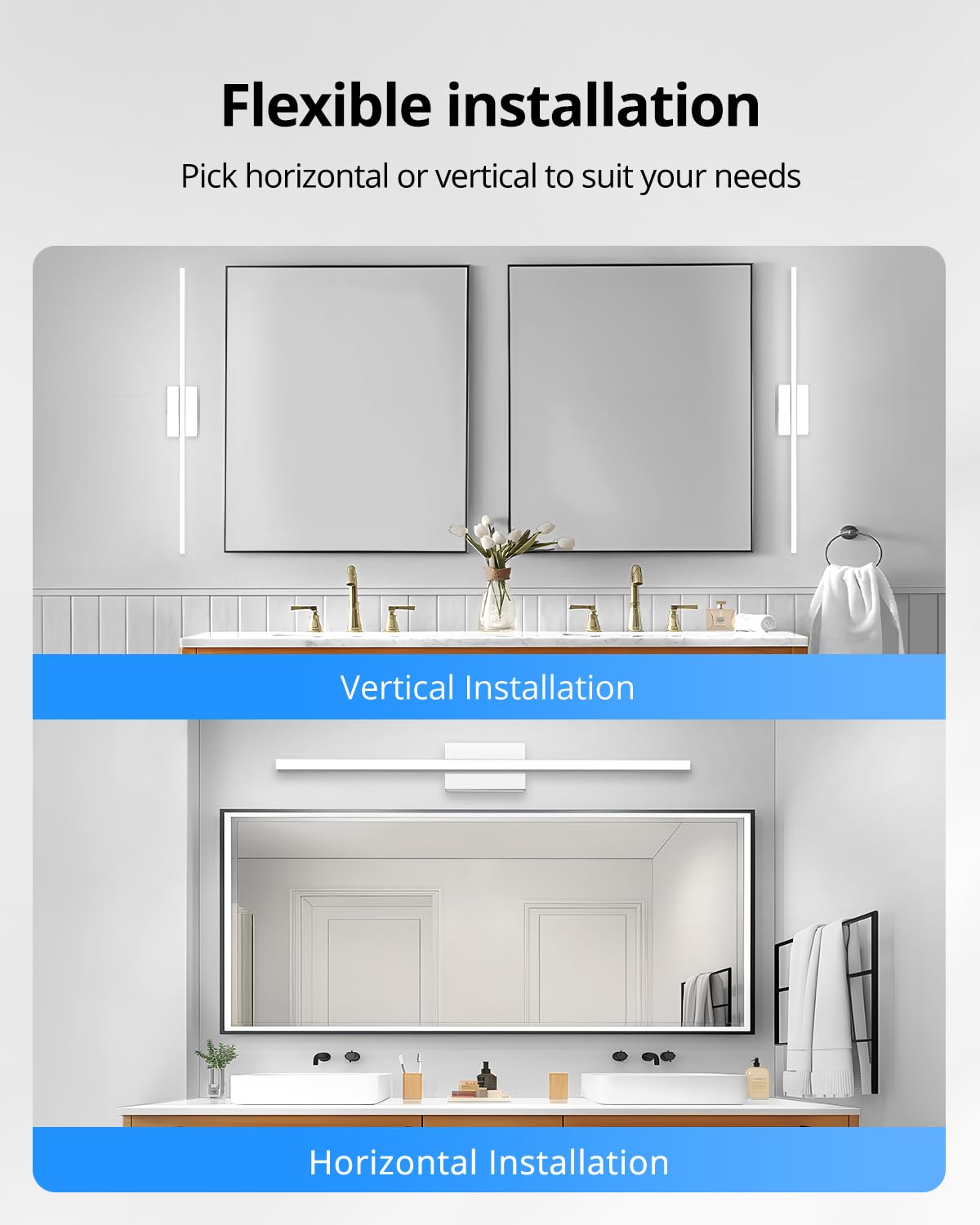 Combuh LED Vanity Lights Bar 36 Inch, 20W Bathroom Light Fixtures Over Mirror, IP44 Indoor Wall Mounted Sconces Modern for Washroom, Cool White 6000K