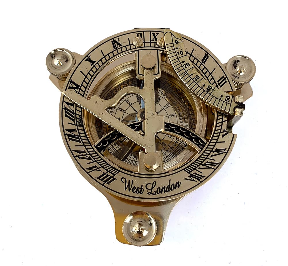 Brass Sundial Compass Maritime Pocket Sun Watch Compass Hiking/Travel/Camping Gifts