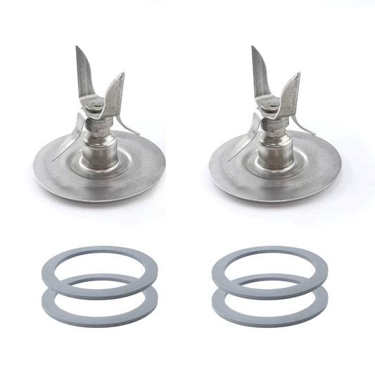 2 Pack for Oster Blender Replacement Parts Blender Ice Crusher Blade with 4 Rubber Sealing Gasket for Oster Osterizer 5-6 Cup Glass or Plastic Jars
