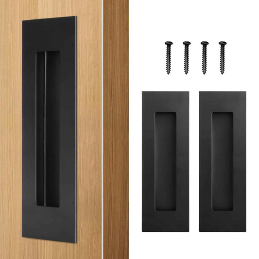 HBL' 4 Pack | 5.9 Inch Closet Door Pulls, 304 Stainless Steel Sliding Closet Finger Pull, Recessed Finger Pull for Bypass, Pocket and Barn Door, Black