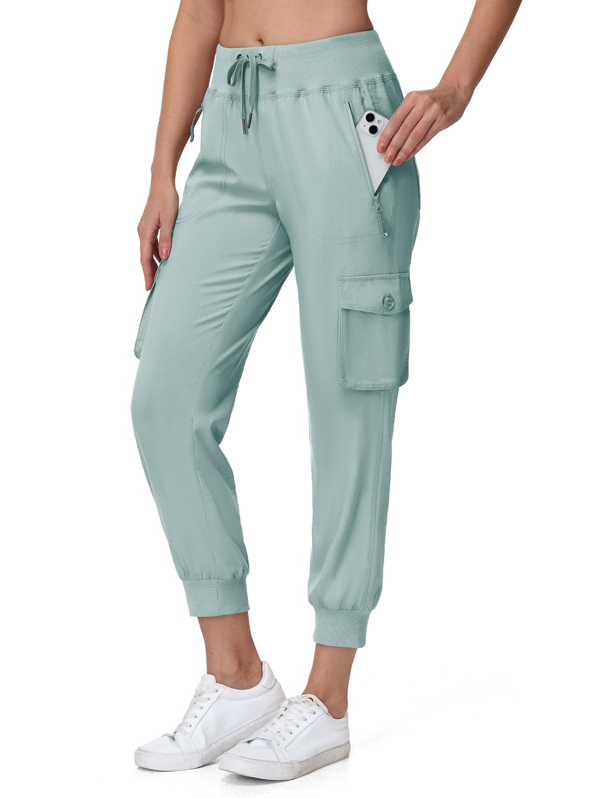 TBMPOY Womens Cargo Joggers Hiking Pants Lightweight Sweatpants Casual Travel Quick Dry Outdoor Trip Work with Pockets Blue M
