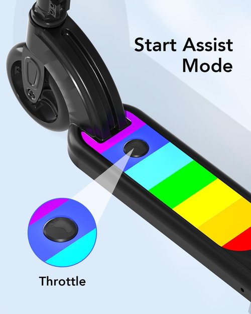 ANHAO Electric Scooter for Kids Ages 6-12(Mainly 6-10), Adjustable Handlebar and Speed, Anti-Slip Deck, Flash Wheel, Toddler Scooter for Kids up to 110 lbs, Max Speed 6 Mph, Gifts for Kids