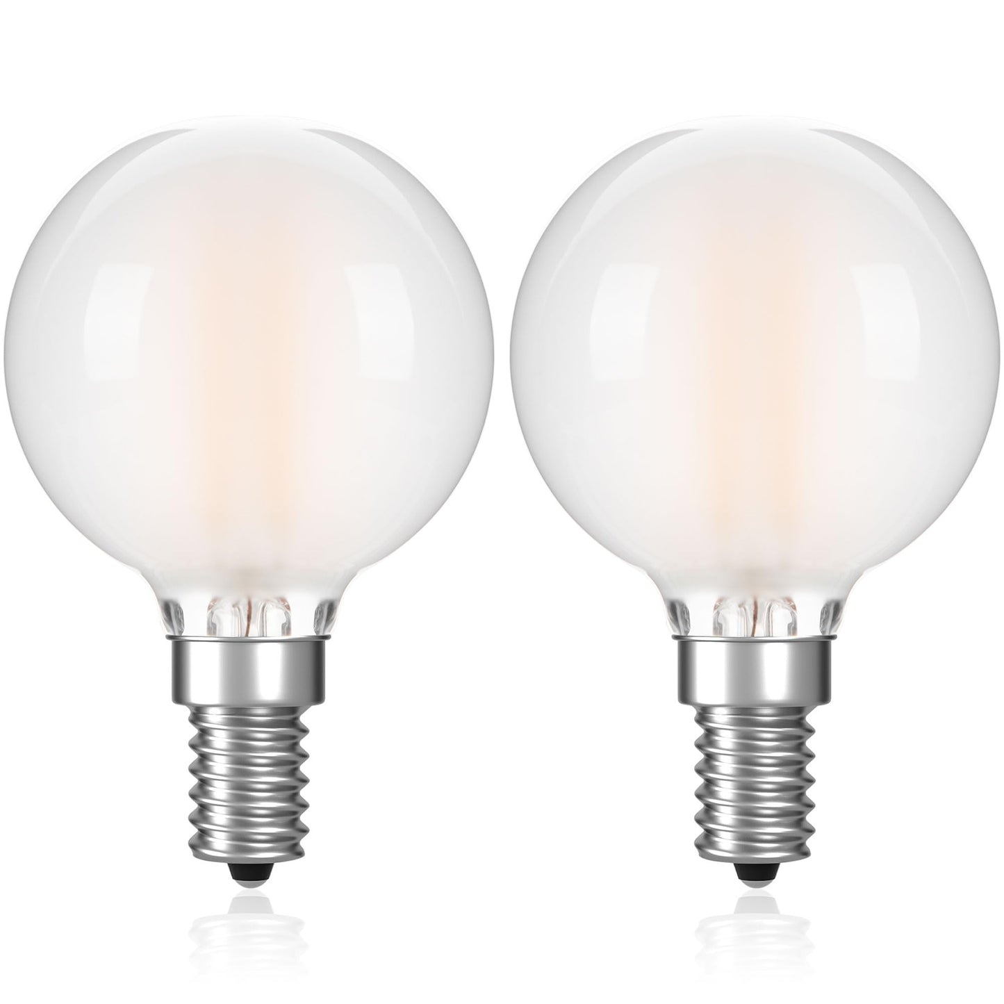 PADMO LUDAZ G16.5 LED Light Bulb 40W Equal 4W Type G Bulb,Dimmable Frosted E12 Globe Bulb,Round Candelabra Light Bulbs for Chandelier,Bathroom Vanity,Pendant,Warm White 2700K 400LM,Pack of 2