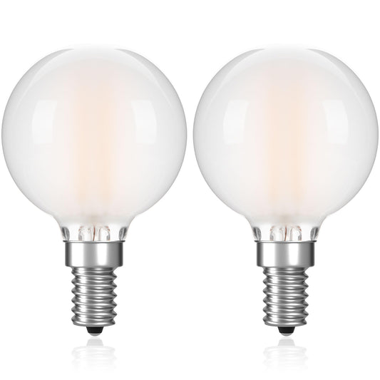 PADMO LUDAZ G16.5 LED Light Bulb 40W Equal 4W Type G Bulb,Dimmable Frosted E12 Globe Bulb,Round Candelabra Light Bulbs for Chandelier,Bathroom Vanity,Pendant,Warm White 2700K 400LM,Pack of 2