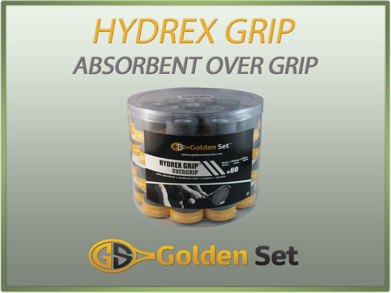 Golden Set Hydrex Grip, Bucket (60 pcs), Dark Grey, Absorbent Over-Grip