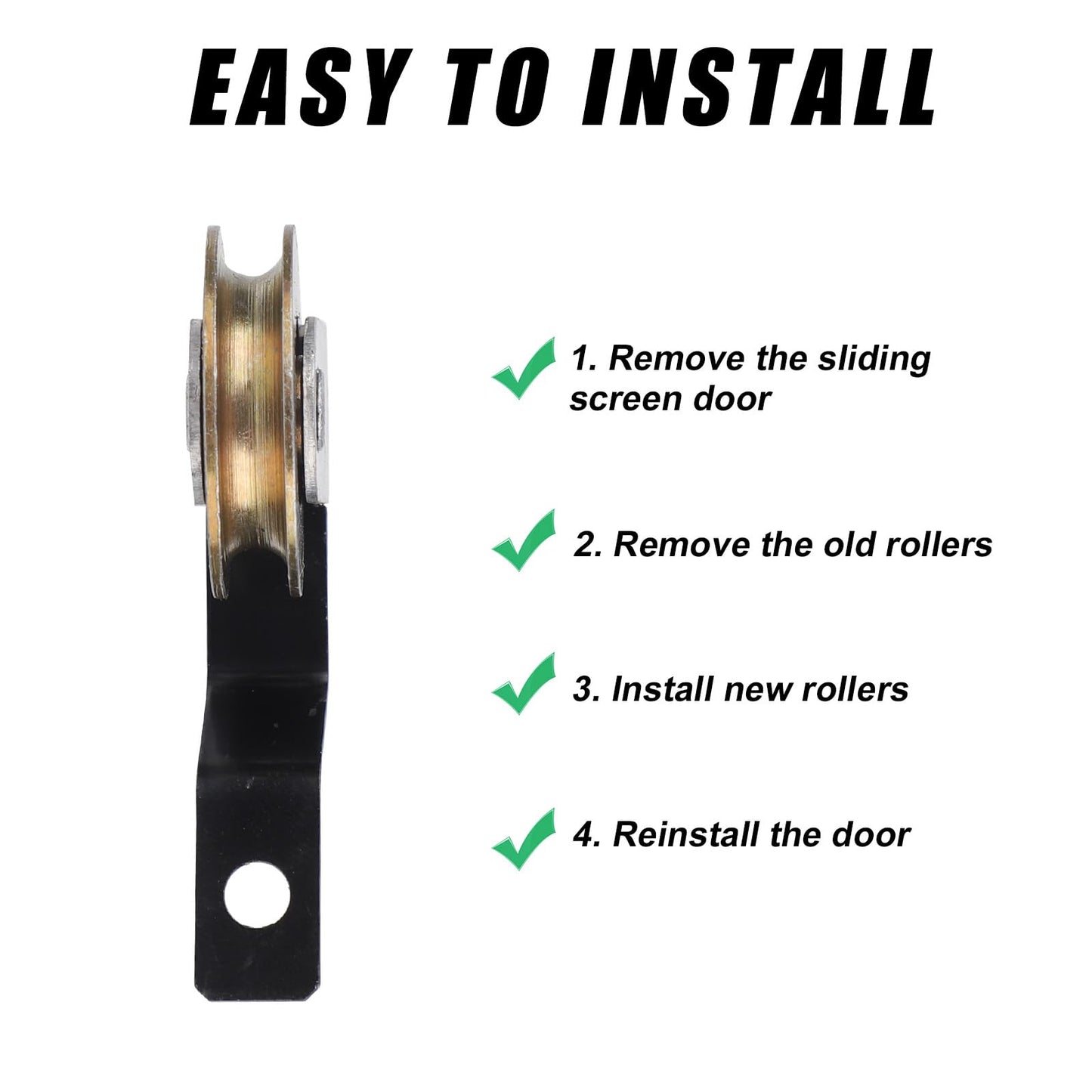 4 Pcs Sliding Screen Door Tension Springs for College Doors, 1 Inch Heavy Duty Screen Door Roller Replacement with Concave Steel Ball Bear Replaces B638 B687 B639 B756 Top and Bottom Wheels