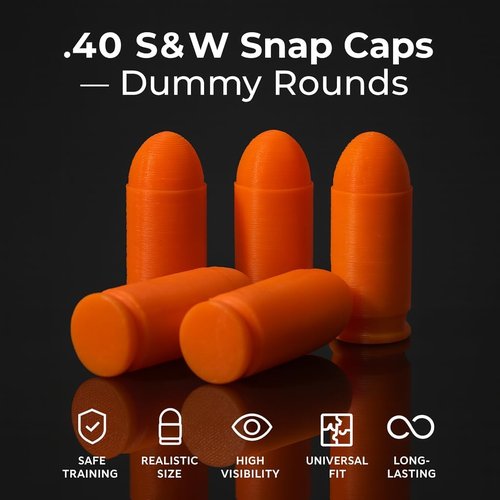 .40 S&W Snap Caps | Inert Dummy Rounds for Dry Fire Training - Durable, Reusable & High Visibility - 5/10/20 Pack