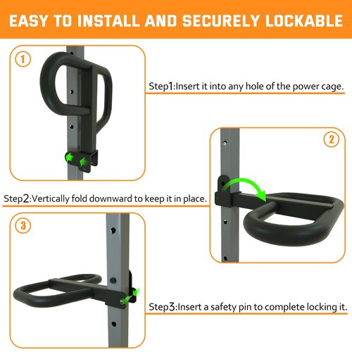 Dip Bar Attachment for 2"x2" Squat Rack, Heavy Duty Power Rack Attachment with 5/8" or 1" Hole (For 2" x 2" Power Rack with Multi Grips)