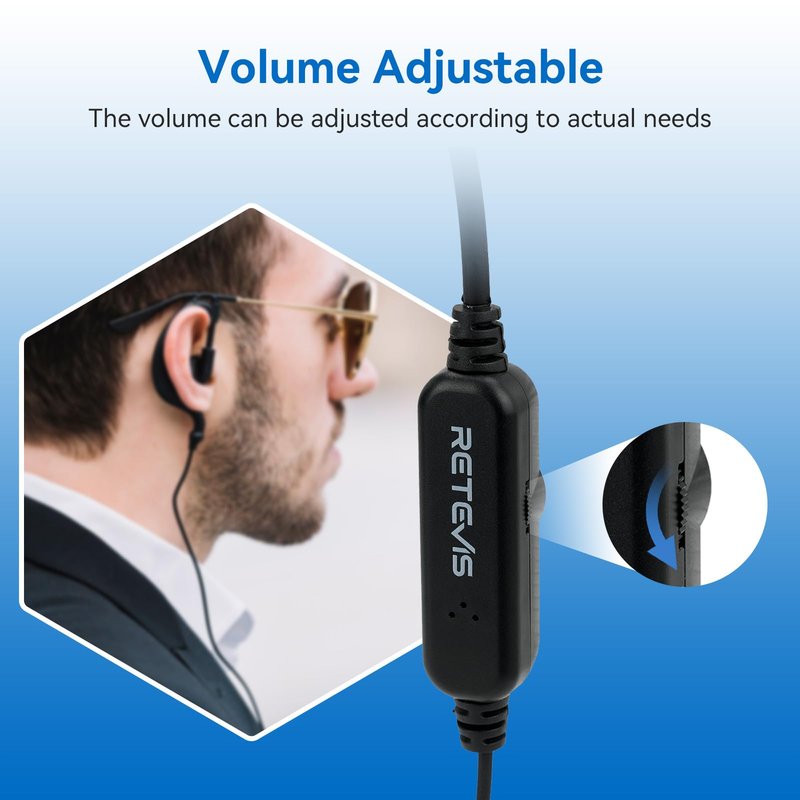 Retevis Volume Adjustment Controls Walkie Talkie Earpiece with Mic, Coil Tube, for RT22 RT68 RT21 H-777 H777H, Compatible with Pxton, Baofeng, Kenwood Two Way Radio, 2 Way Radio Earpiece(20 Pack)