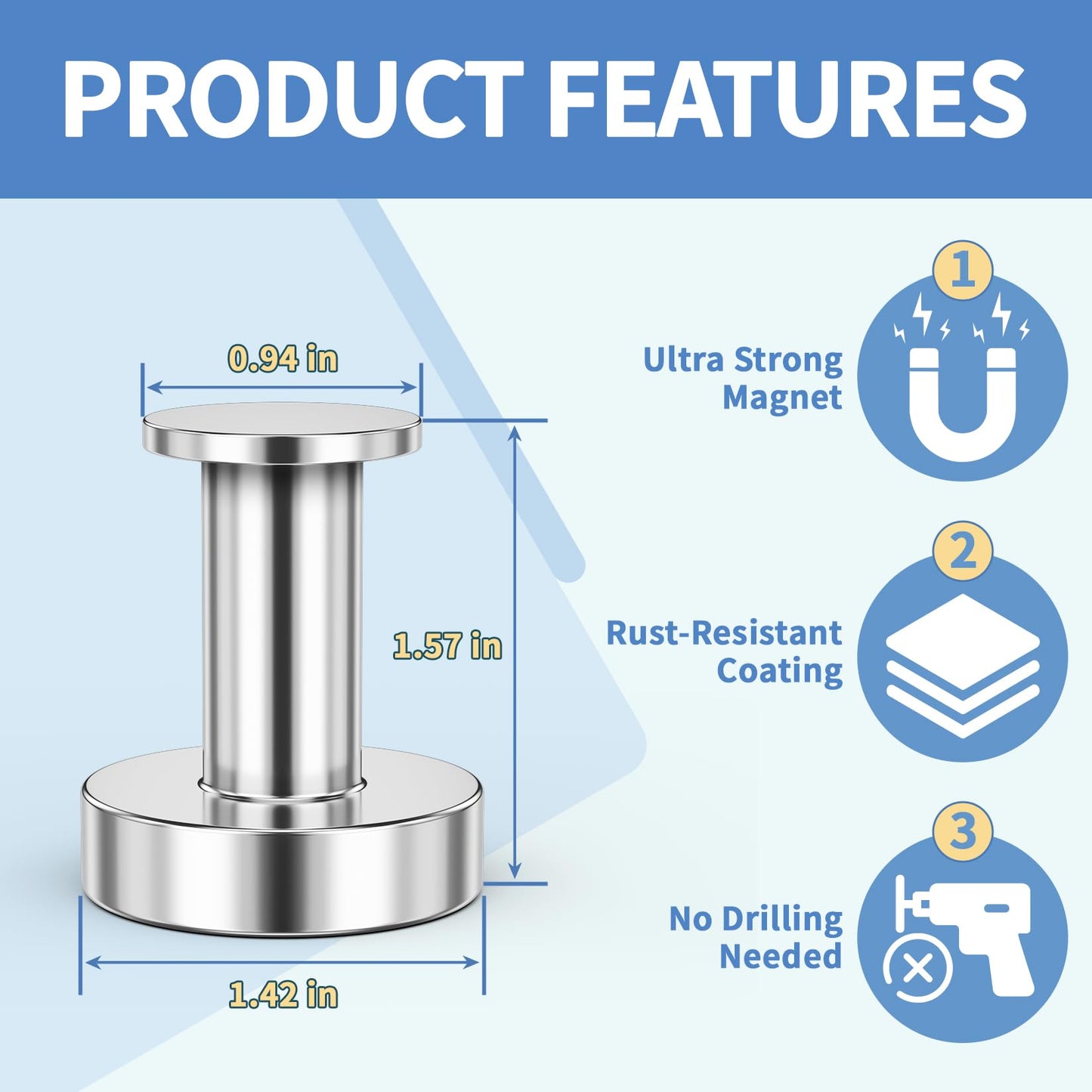 FINDMAG Magnetic Hooks for Cruise Cabins, 150lb Strong Magnetic Hooks Heavy Duty for Hanging, Powerful Cruise Door Magnets, Heavy Duty Magnets with Hooks for Coat, Wreath, Headphone, Silver, 2Pack