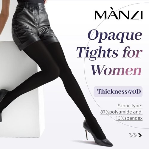 MANZI Opaque Tights - Run Resistant Control Top Panty Hose for Ultimate Comfort and Style