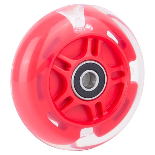 AOWESM 80mm Light Up Scooter Wheels L.E.D.Flashing 3-Wheel Kick Scooter Rear Replacement Wheels for Kick Push Scooters, Inline Skates, Micro Kickboard, Luggage and more (2-Pack) (Red)