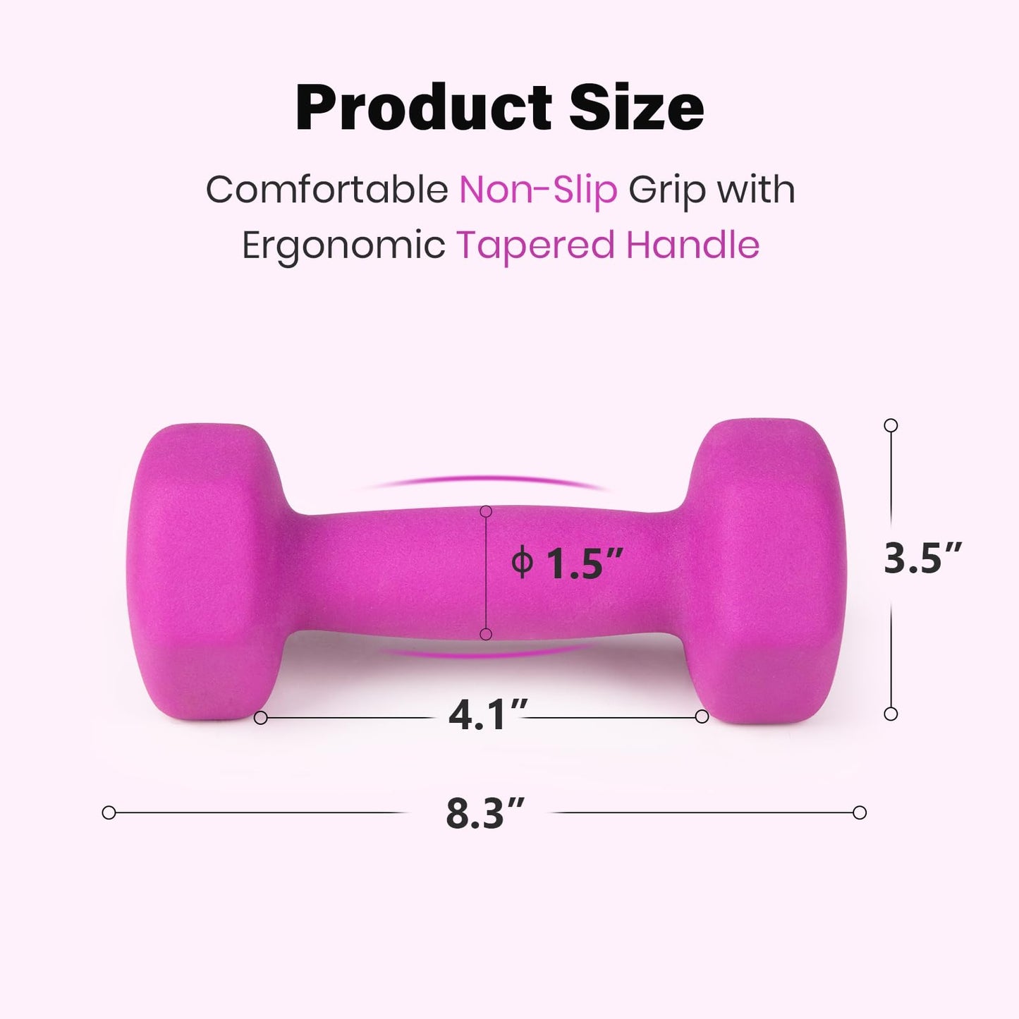 LIONSCOOL Neoprene Coated Dumbbell Weights (Purple 3lb Pair)
