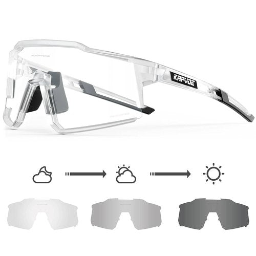 KAPVOE Photochromic Cycling Glasses MTB Clear Mountain Bike Transition Bicycle Sunglasses for Men Women - K9022