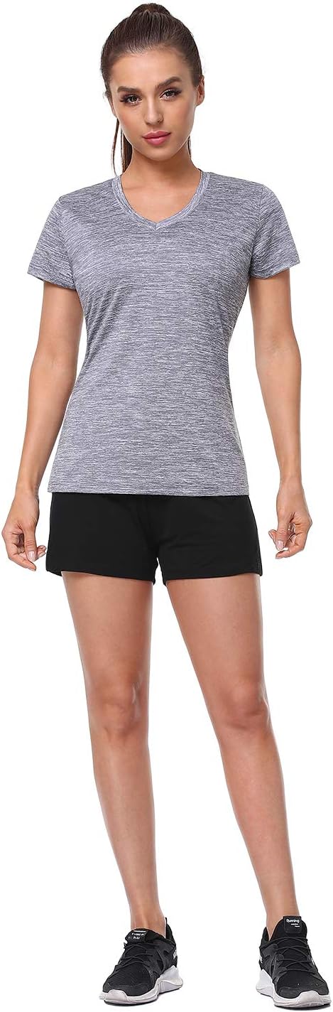 Xelky Women's Dry Fit T-Shirts - Moisture-Wicking Athletic V-Neck Tops | 3-4 Pack Activewear