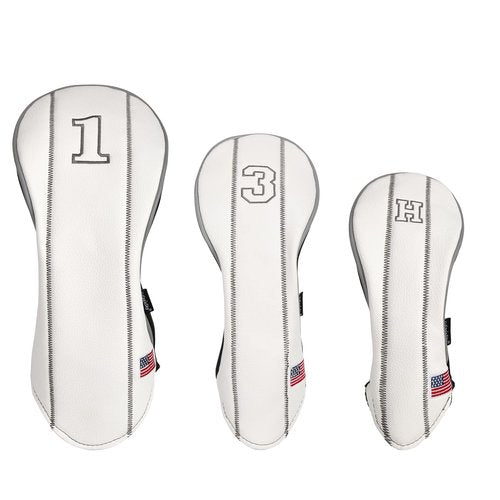 Yueaglesky Golf Club Head Covers - Driver, Fairway #3#5, Hybrid Headgear - USA Flag Design - PU Leather - 3 Piece Set for Men and Women