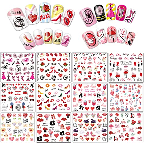 Valentine's Day Nail Art Decals - 60 Sheets Water Transfer Stickers