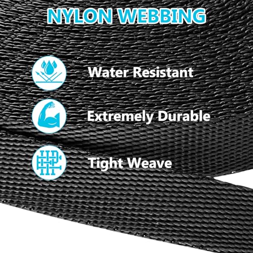 3/8 Inch Heavy Duty Nylon Webbing Strap - 12 Yard Roll, Black DIY Utility