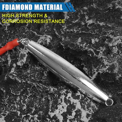 Diamond Jig Saltwater Fishing Lure with Tube Tail - Red, 2 oz