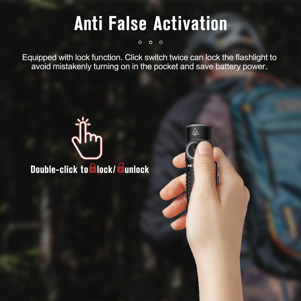 MIJOMI Mini EDC Flashlight with Magnet, Compact Rechargeable Pocket Light 1100 High Lumens Travel Flashlight Rechargeable, E4 Small Flashlight with Clip for Outdoor, Hiking, Walking
