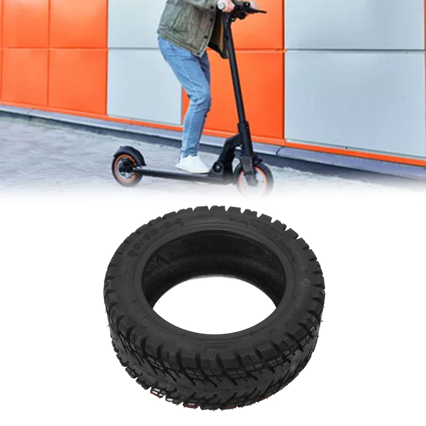 Electric Scooter Tire for Scooter with 90/65-6.5 Outer Tube Scooter Vacuum Tyre Rubber Thickened Anti Slip Explosion Proof 11 Inch Electric Scooter Tubeless Tire