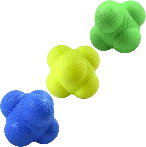 AIRLAXER Reaction Ball - Reflex Training Ball for Hand-Eye Coordination | 2.83 Inch, Pack of 3 (Blue, Yellow, Green)