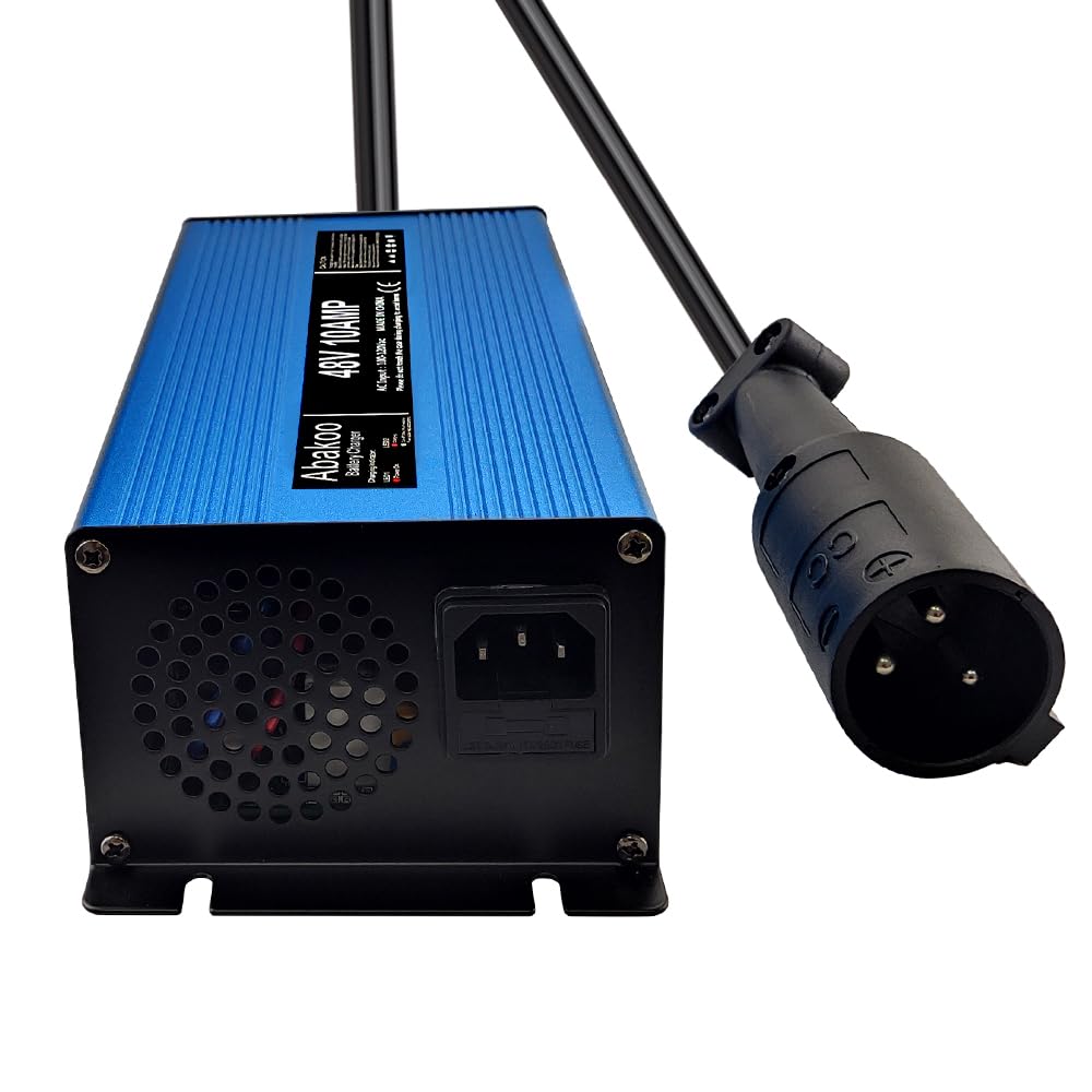 48 Volt 10 Amp for Club Car Golf Cart Battery Charger with 3 Pin Round Plug Blue