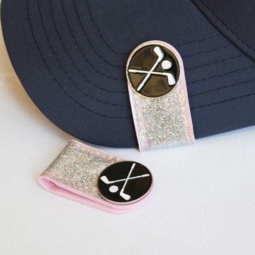 GOLTERS Glitering PVC Golf Hat Clip with Ball Marker (2 Hat Clip and Golf Ball Markers)