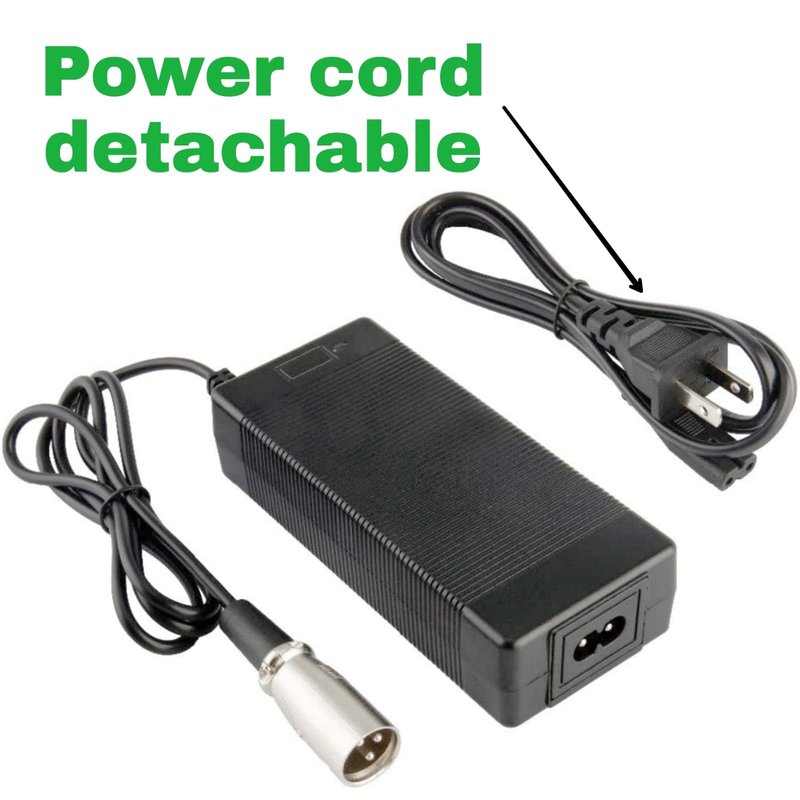 [Verified Fit] 42V 2A Charger 3-Pin XLR, for Heybike Cityscape, Ecotric Starfish Dolphin Peacedove 20", Swagtron eb6 Fat- tire and More 36V Lithium Battery Power Supply Cord