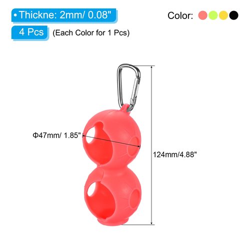 PATIKIL Golf Ball Holder, 4 Pack Silicone 2 Balls Carrier Protective Portable Sleeve with Buckle for Golf Bag Belt, Multicolor