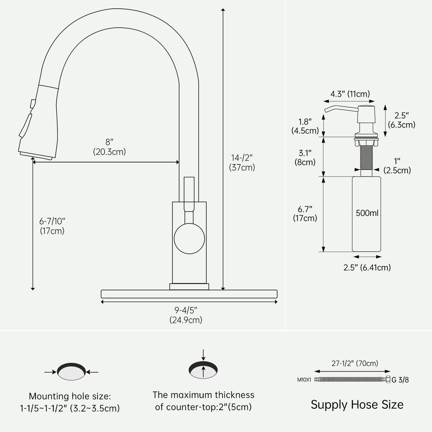DAYONE Touchless Kitchen Sink Faucet with Pull Down Sprayer and Soap Dispenser, Black 3 Modes Motion Sensor Hands-Free Single Handle Touch Faucet for Kitchen Sink High Arc