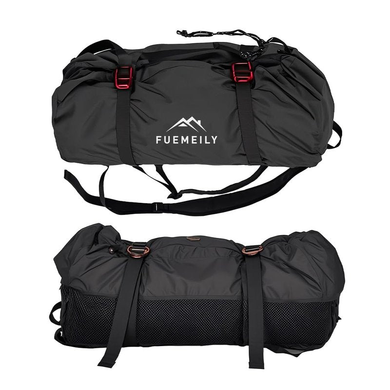FUEMEILY Rock Climbing Rope Bag, Large Capacity Folding Rope Storage Backpack with Ground Sheet, Adjustable Straps Outdoor Climbing Gears Black