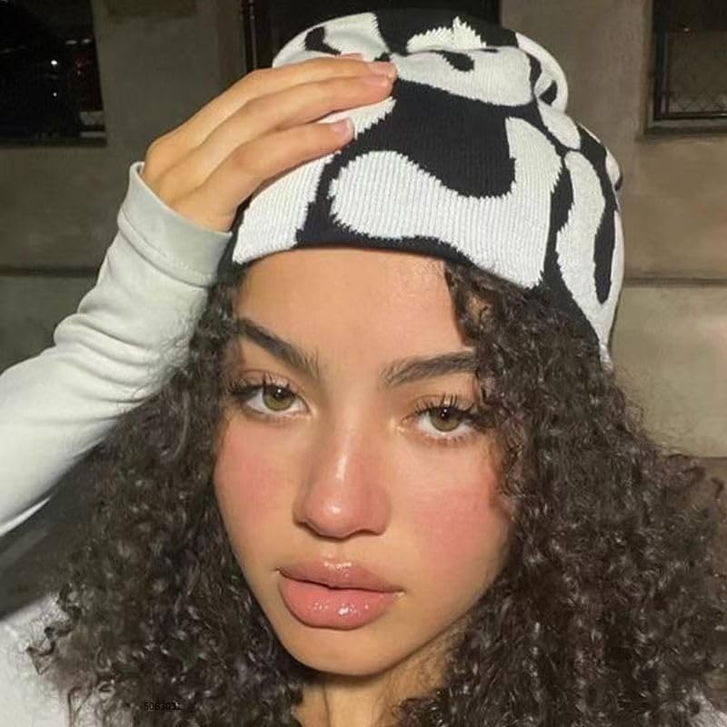 Y2K Beanie Hat - Medium Black Streetwear for Women & Men